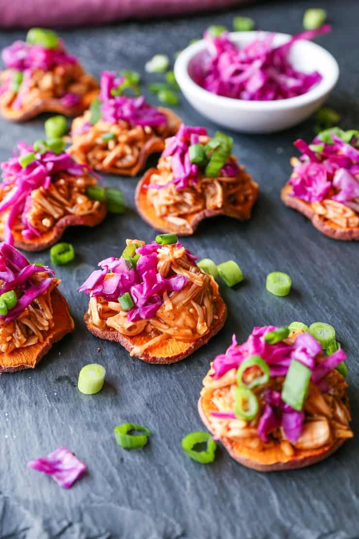 Sweet Potato BBQ Jackfruit Sliders - a healthy vegan appetizer perfect for game day!