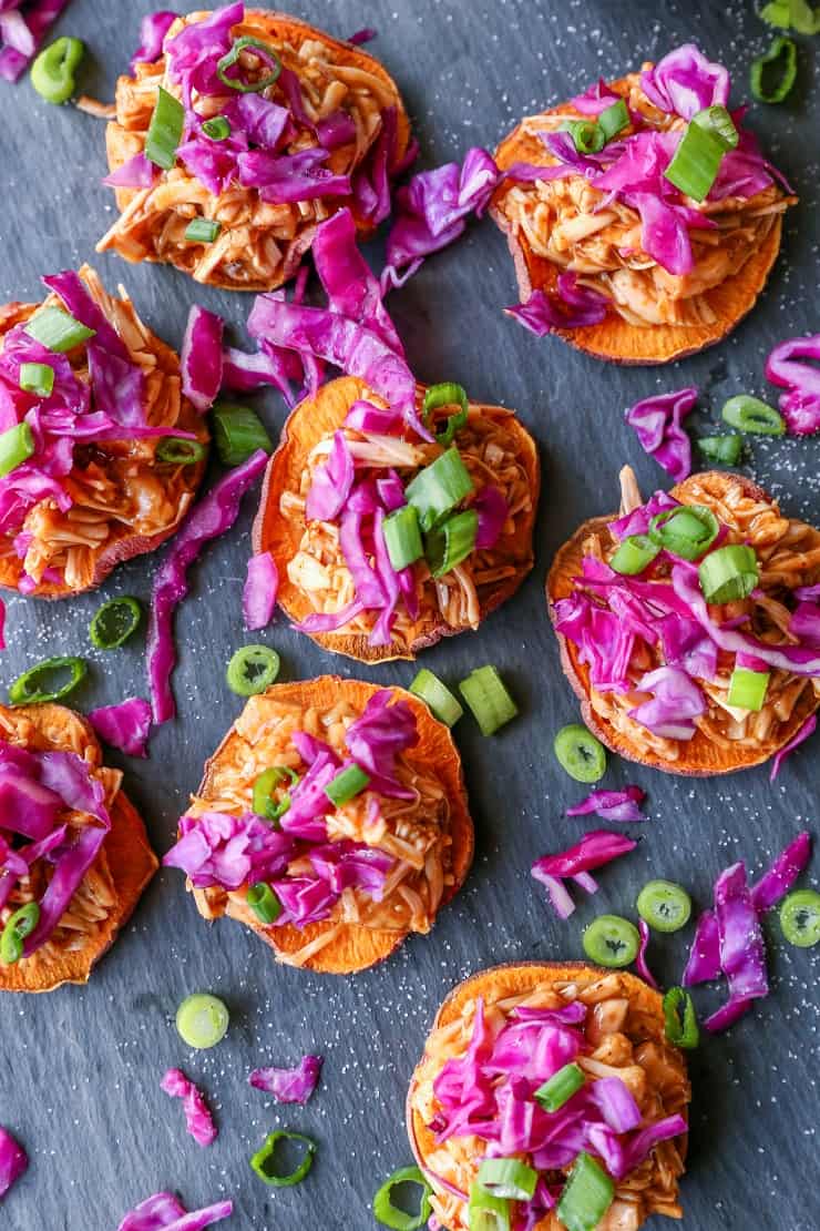 Sweet Potato BBQ Jackfruit Sliders - a healthy vegan appetizer perfect for game day!