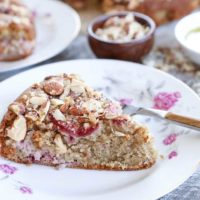 Grain-Free Strawberry Breakfast Cake - a gluten-free, naturally sweetened healthy breakfast cake made using almond flour, olive oil, and pure maple syrup