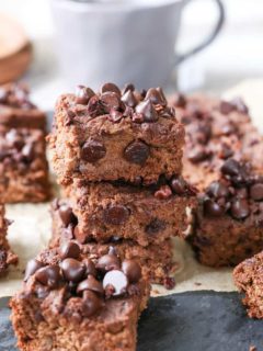 Paleo Pumpkin Brownies (with a vegan option!) - these grain-free, refined sugar-free, naturally sweetened brownies are made with coconut flour and pure maple syrup