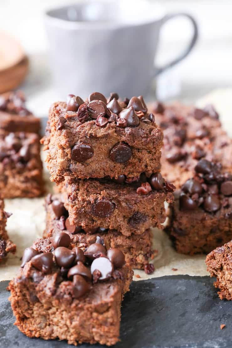 Paleo Pumpkin Brownies (with a vegan option!) - these grain-free, refined sugar-free, naturally sweetened brownies are made with coconut flour and pure maple syrup