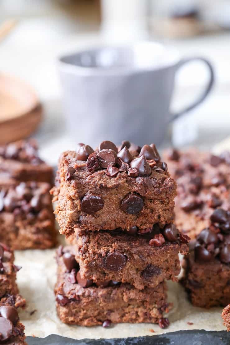 Paleo Pumpkin Brownies (with a vegan option!) - these grain-free, refined sugar-free, naturally sweetened brownies are made with coconut flour and pure maple syrup
