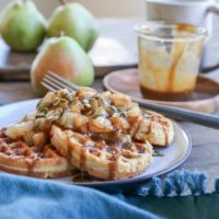 Paleo Pumpkin Waffles with Caramelized Pears - grain-free, dairy-free, refined sugar-free and healthy, these waffles are a real treat!