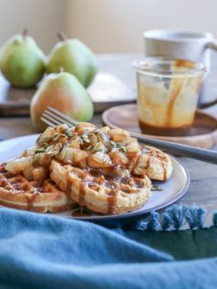 Paleo Pumpkin Waffles with Caramelized Pears - grain-free, dairy-free, refined sugar-free and healthy, these waffles are a real treat!