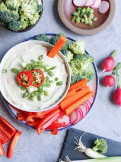 Paleo Sour Cream & Onion Dip - a luscious dip for chips and raw vegetables that's dairy-free, vegan, and paleo friendly. A healthier take on the classic dip!