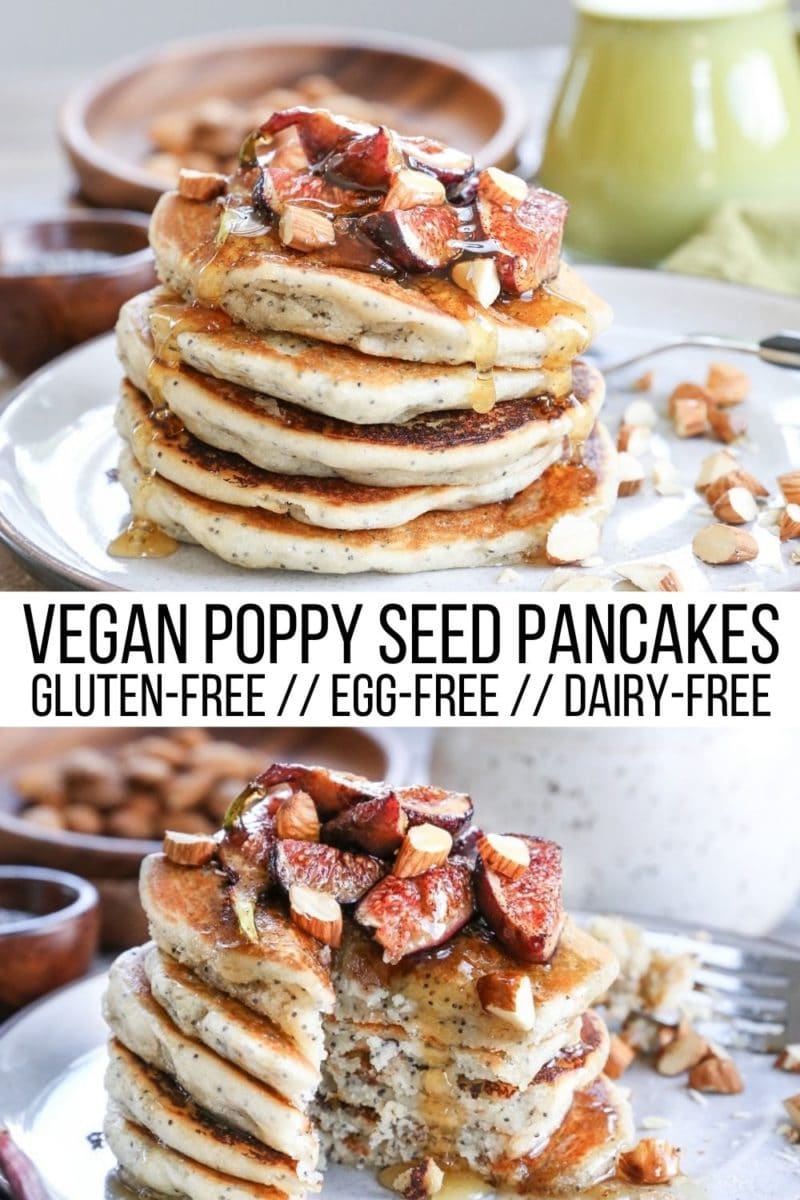 Vegan Poppy Seed Pancakes collage for pinterest