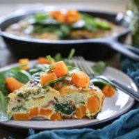 Butternut Squash Mushroom Bacon Frittata with spinach and oregano - a healthy paleo and whole30 breakfast recipe