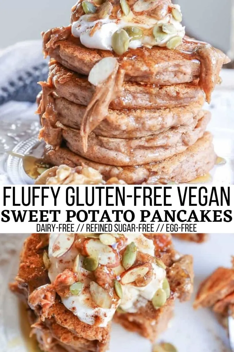 Fluffy Gluten-Free Vegan Sweet Potato Pancakes - dairy-free, egg-free, moist, fluffy, amazingly flavorful and comforting!