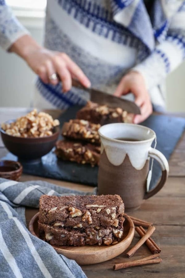 Paleo Maple Walnut Bread - grain-free, refined sugar-free, dairy-free and healthy quick bread made with almond flour and pure maple syrup