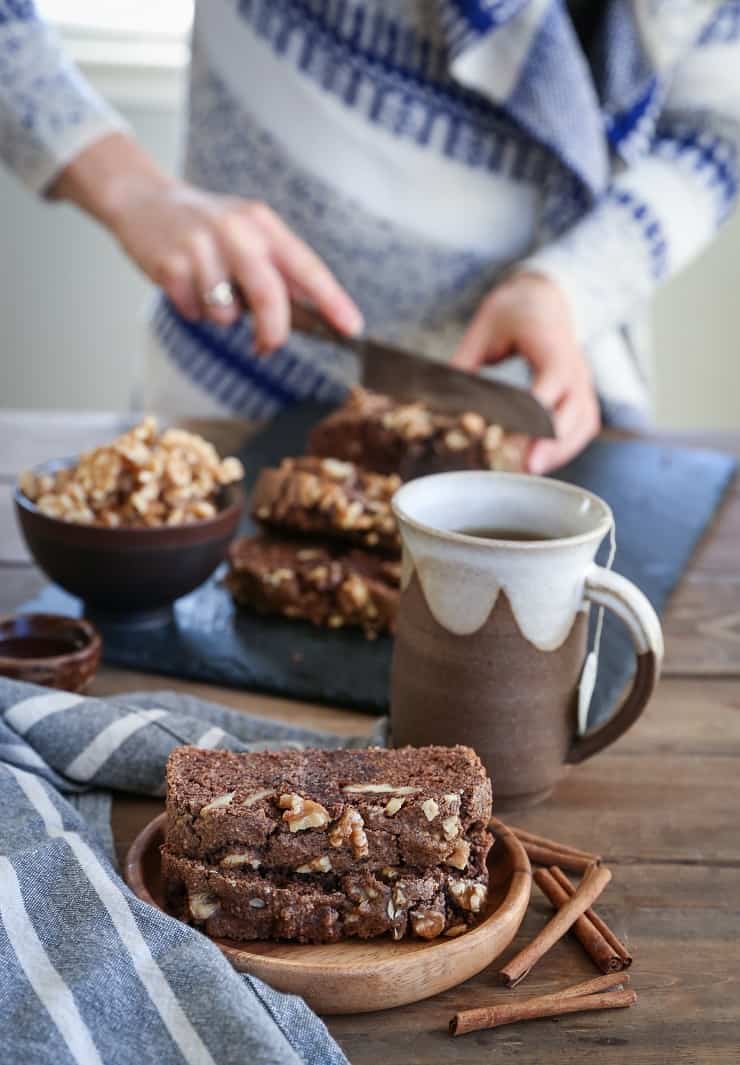 Paleo Maple Walnut Bread - grain-free, refined sugar-free, dairy-free and healthy quick bread made with almond flour and pure maple syrup