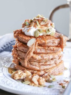 Vegan Sweet Potato Pancakes - gluten-free pancakes made in your blender