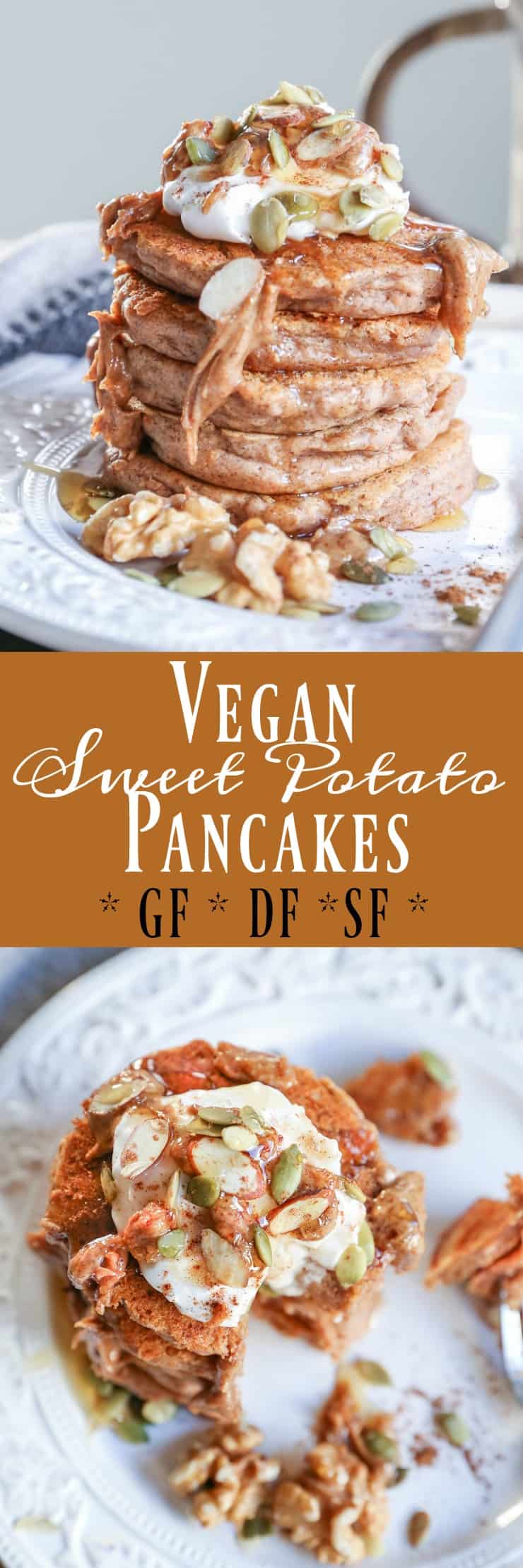 Vegan Sweet Potato Pancakes - gluten-free pancakes made in your blender