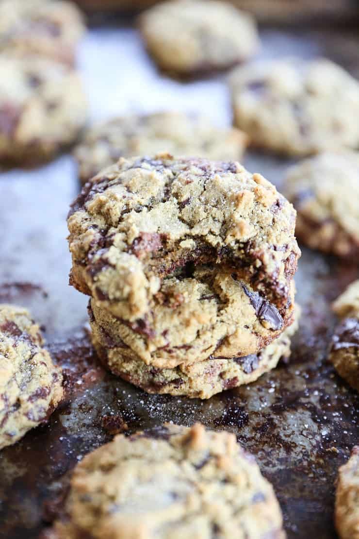 The BEST Paleo Chocolate Chip Cookies! Soft, chewy, gooey, perfectly sweet and delicious! You'd never know these are grain-free and naturally sweetened