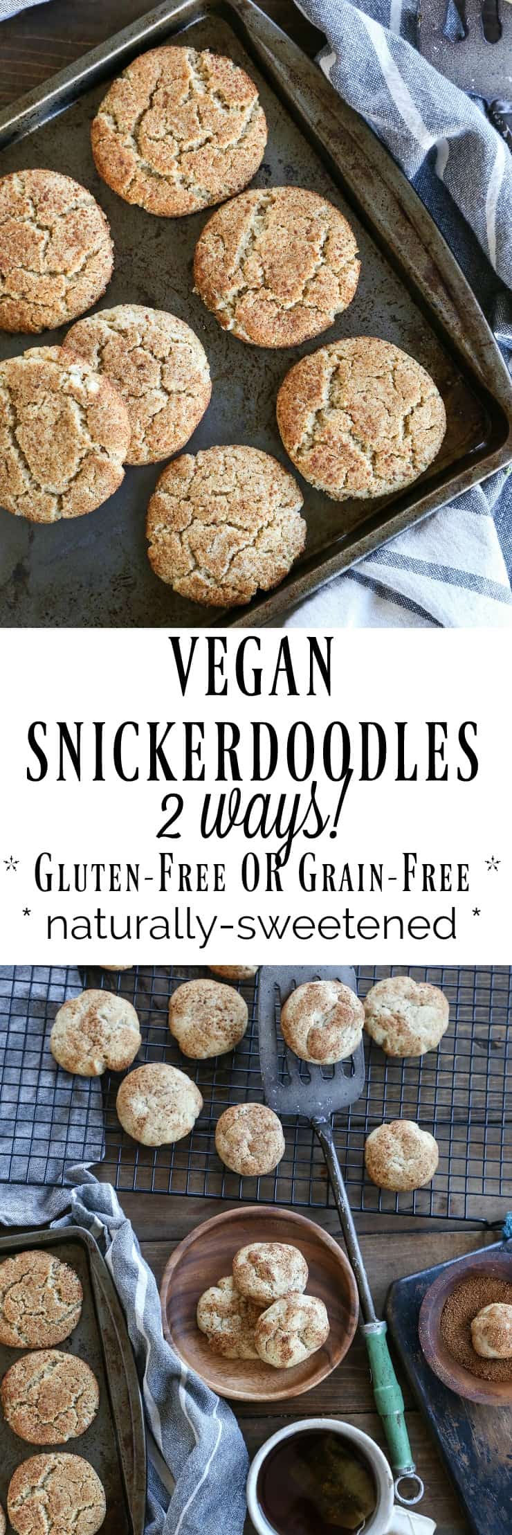 Vegan Snickerdoodles - a paleo option and a gluten-free option - dairy-free, naturally sweetened, healthy, grain-free