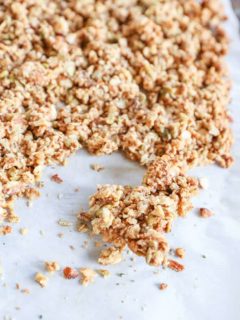 Cinnamon Raisin Paleo Granola (Vegan) - made with nuts, seeds, nut butter, and pure maple syrup for a nutritious gluten-free breakfast or snack.