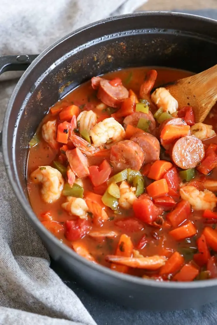 Shrimp Gumbo Soup is a modern take on the classic Lousiana dish. This recipe requires only 45 minutes and is gluten-free
