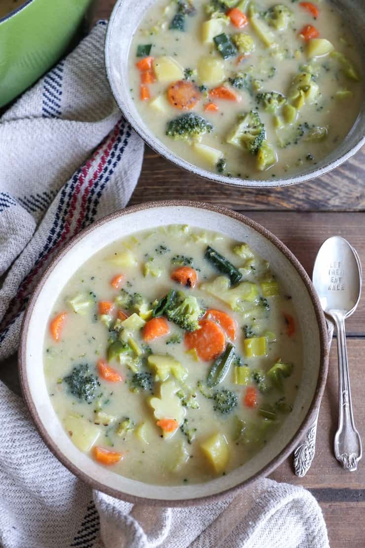 Vegan Broccoli Cheddar Soup - dairy-free, gluten-free, healthy, paleo, and delicious