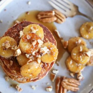 Bananas Foster Banana Pancakes - an epic banana experience. These gluten-free banana pancakes are made with rice flour and almond flour in your blender