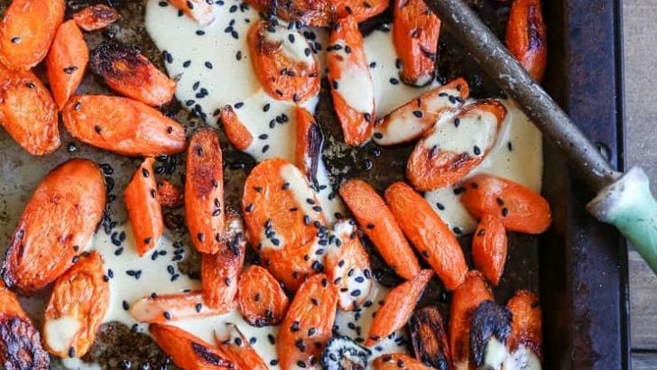 Orange-Ginger Roasted Carrots - a healthy flavorful side dish that happens to be paleo and vegan