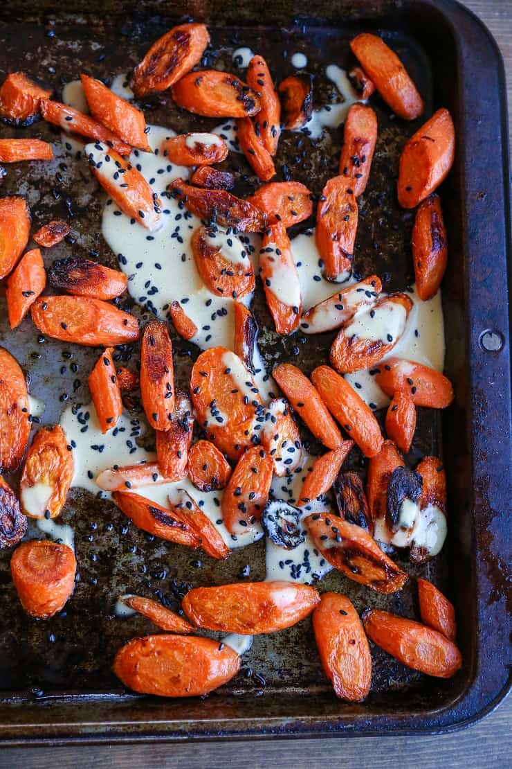 Orange-Ginger Roasted Carrots - an easy paleo and vegan side dish 