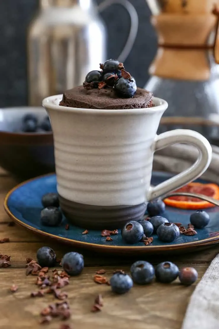 Easy Paleo Chocolate Mug Cake - only a few ingredients are required to make this 5-minute grain-free chocolate cake for one!