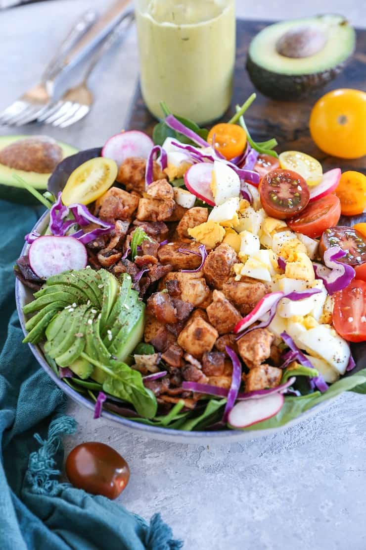 California Cobb Salad with Chipotle Avocado Ranch Dressing - a fresh and vibrant take on the classic cobb salad - paleo and healthy