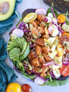 California Cobb Salad with Chipotle Avocado Ranch Dressing - a fresh and unique take on the classic cobb salad