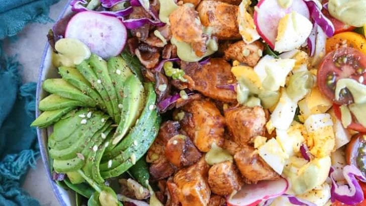 California Cobb Salad with Chipotle Avocado Ranch Dressing - a fresh and unique take on the classic cobb salad