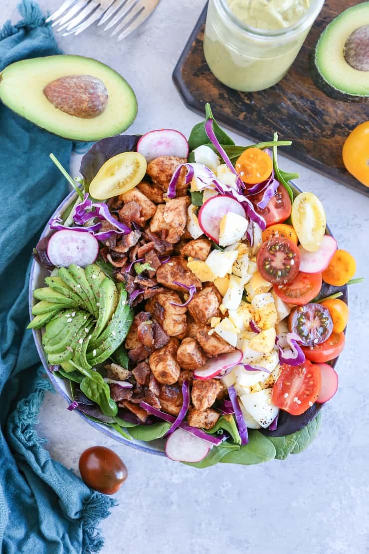 California Cobb Salad with Chipotle Avocado Ranch Dressing - a fresh and unique take on the classic cobb salad