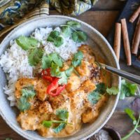 Chicken Massaman Curry - butternut squash and chicken stewed in aromatic coconut milk sauce for a satisfying meal that happens to be healthier than Thai takeout. Paleo, Whole30, and delicious