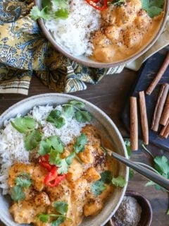 Chicken Massaman Curry - flavorful Thai-spiced coconut milk sauce envelopes chicken and butternut squash in this amazing healthy dish.