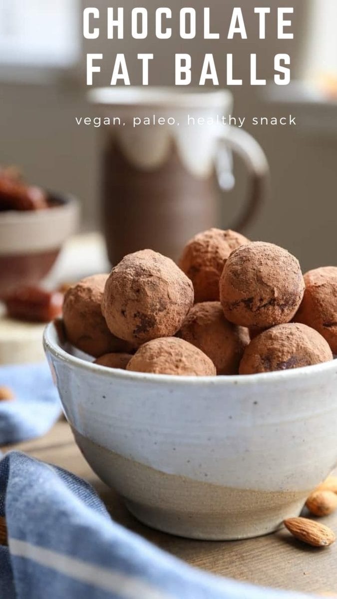 Paleo Vegan Chocolate Fat Balls made with clean, basic ingredients for a healthy snack or dessert!