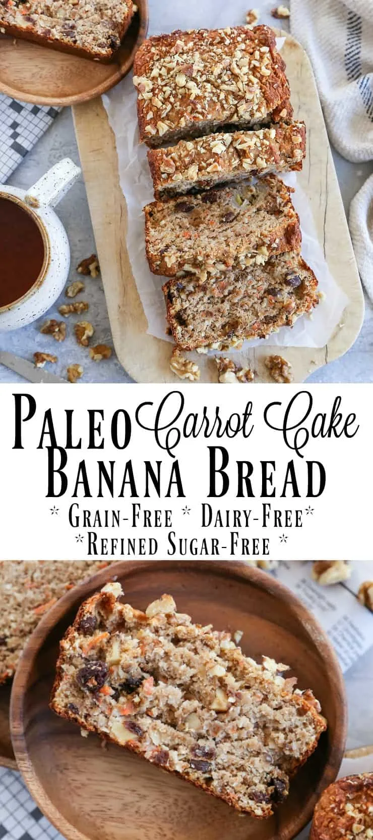 Paleo Carrot Cake Banana Bread - a unique spin on banana bread - grain-free, refined sugar-free, dairy-free, and healthy