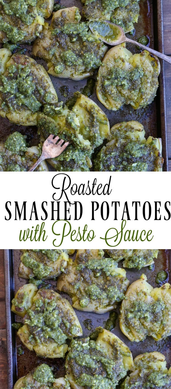 Pesto Smashed Potatoes - boil, slather, roast .. these pesto smashed potatoes are the perfect side dish
