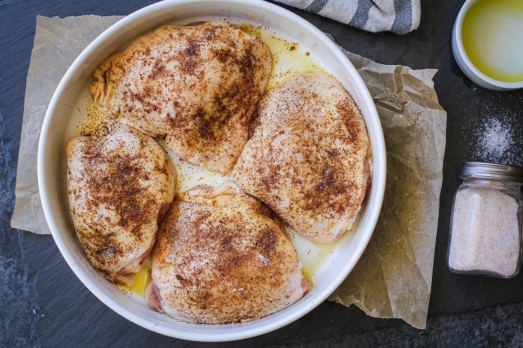 Easy baked chicken thighs process photo