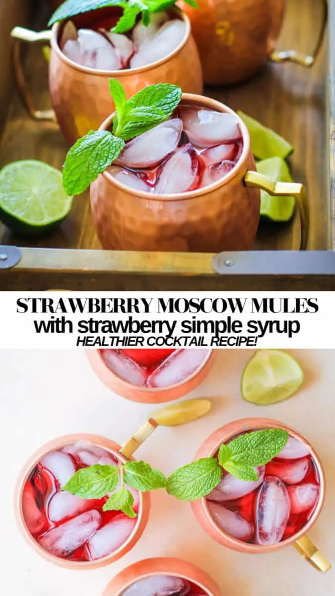 Strawberry Moscow Mules - a fresh, unique take on classic Moscow Mules - easy to prepare and skinny cocktail recipe