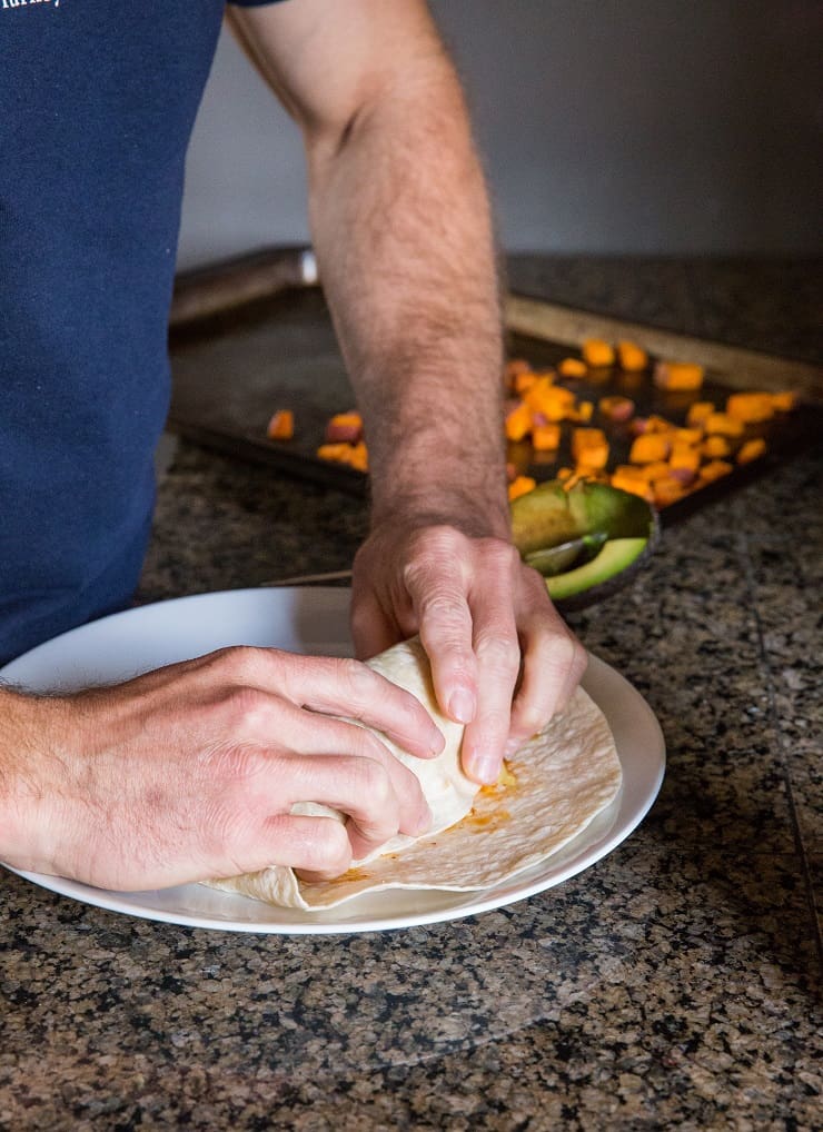 Roasted Veggie and Avocado Breakfast Burritos with sweet potato and zucchini - these healthy breakfast burritos are packed with nutrients.