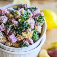 Roasted Fingerling Potato Salad - a lightened up healthier potato salad recipe perfect for sharing with friends and family.