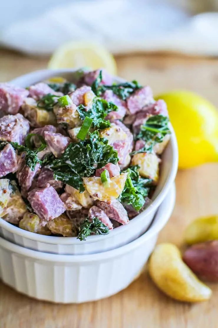 Roasted Fingerling Potato Salad - a lightened up healthier potato salad recipe perfect for sharing with friends and family.
