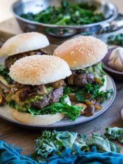 Pesto Burgers with Caramelized Onions and Mushrooms - a delicious, unique hamburger for BBQ season