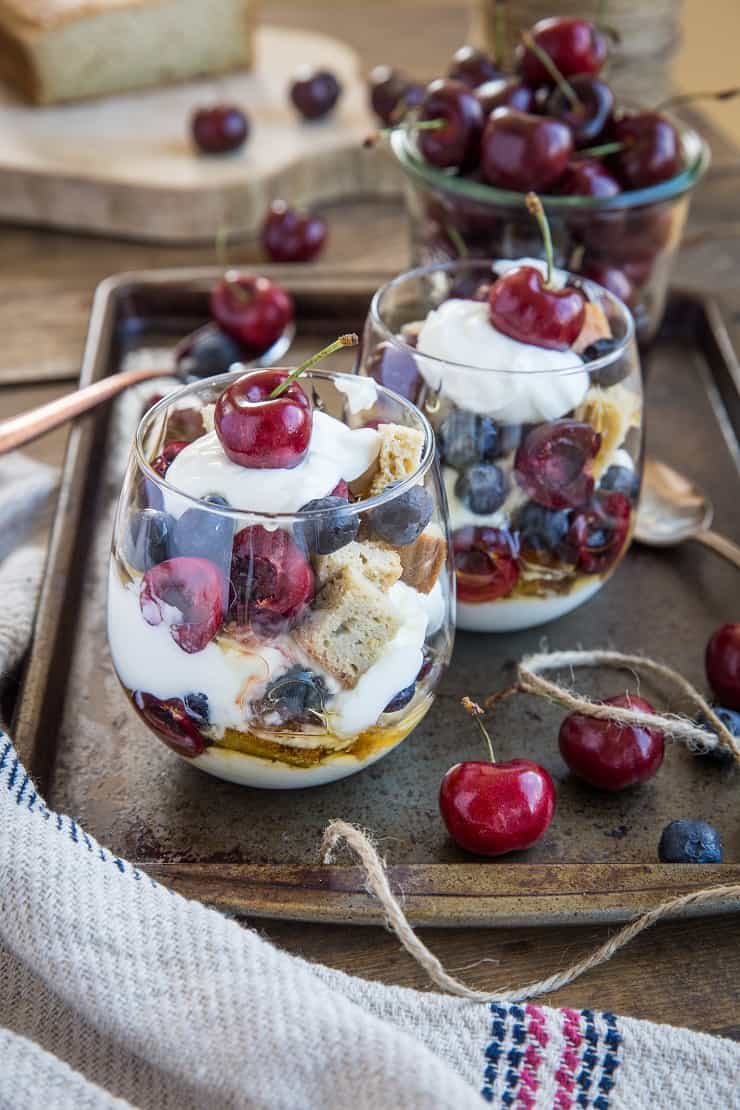 Red, White, and Blue Pound Cake Parfaits - paleo, dairy-free, refined sugar-free, delicious