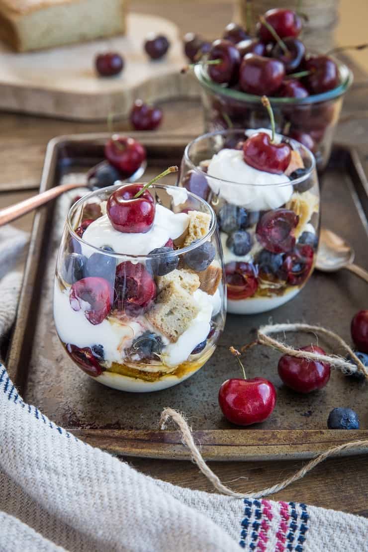 Red White and Blue Pound Cake Parfaits - The Roasted Root