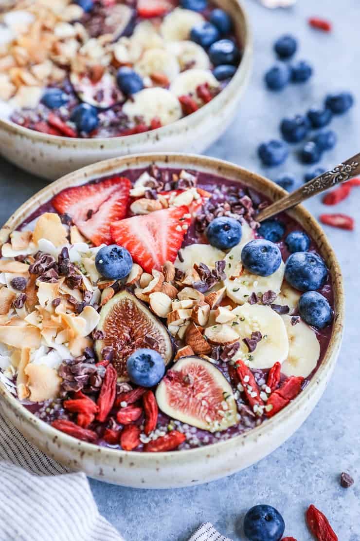 The Ultimate Acai Bowl - a delicious and nutrient-dense breakfast | TheRoastedRoot.net #paleo #vegan #healthy