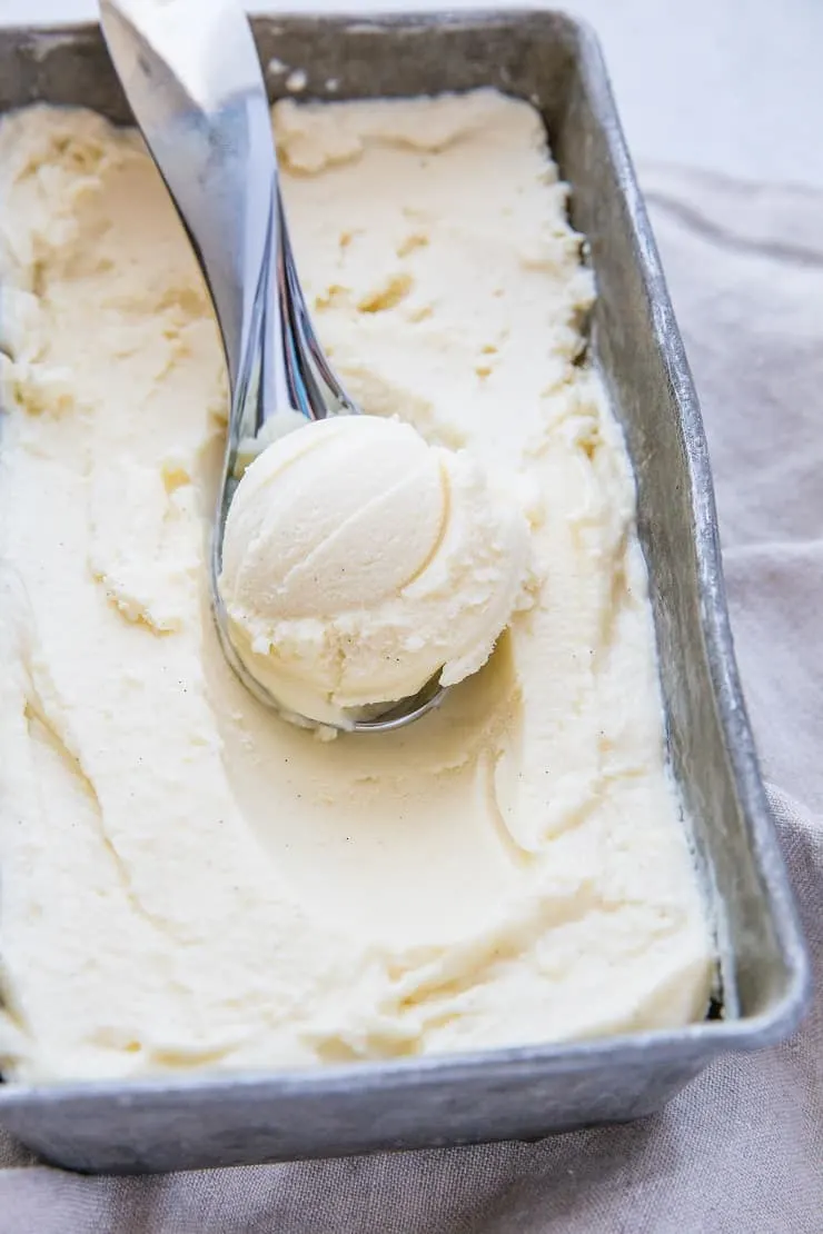 Vanilla Keto Ice Cream - low-carb ice cream made with zero carbs and sugar! This insanely creamy ice cream is better than store-bought and you'd never know it's sugar-free.