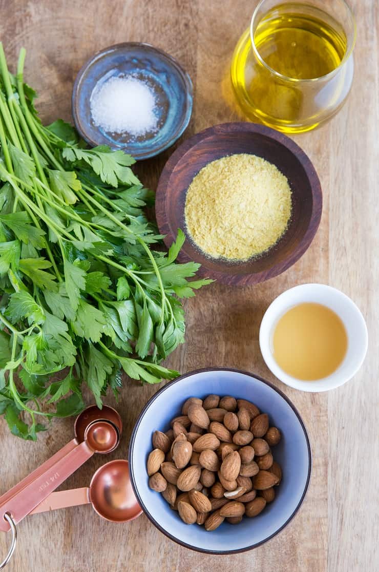 Low-FODMAP Pesto Sauce - a garlic-free, dairy-free recipe for pesto sauce that is Low-FODMAP and vegan - perfect for those with food sensitivities