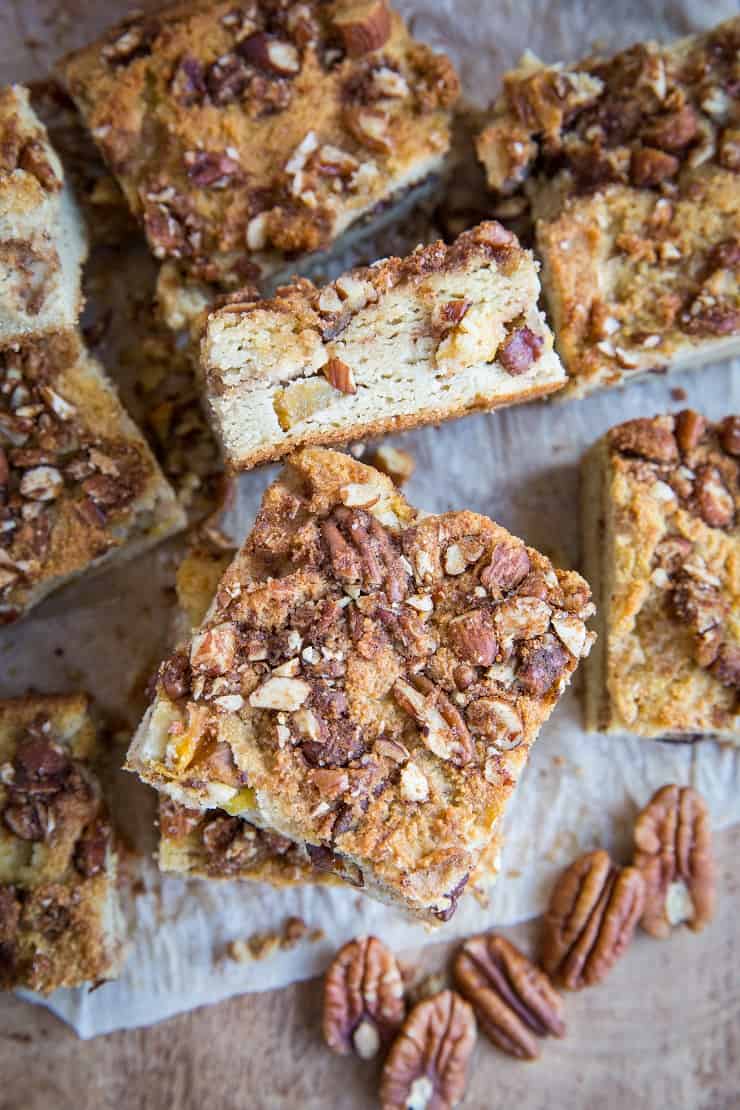 Paleo Peach Coffee Cake - grain-free, dairy-free, refined sugar-free and healthy! This easy recipe is prepared in a blender. | TheRoastedRoot.com