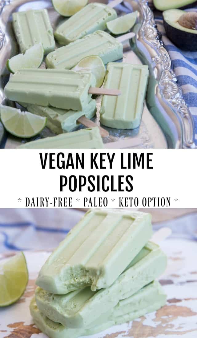 Vegan Key Lime Popsicles - dairy-free, paleo, with a Keto option. These easy popsicles only require a few basic ingredients!