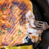 Keto Orange Butter Honey Lemon Salmon - an easy low-carb, paleo, keto dinner recipe that only takes about 30 minutes to make.