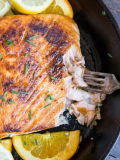 Keto Orange Butter Honey Lemon Salmon - an easy low-carb, paleo, keto dinner recipe that only takes about 30 minutes to make.