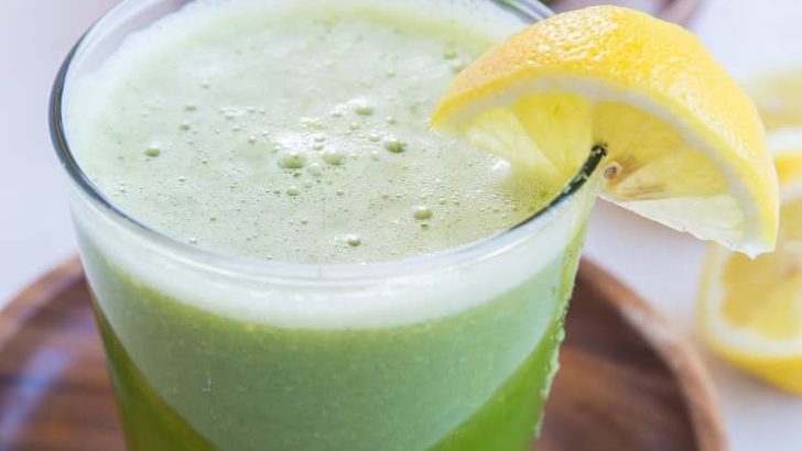 Happy Digestion Celery Juice - home-juiced celery juice with cucumber, orange and lemon for the ultimate healthy gut elixir. | TheRoastedRoot.net #greenjuice #detox #vegan